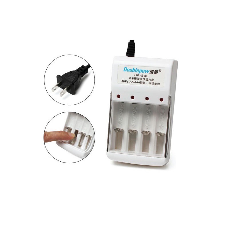 Bộ Sạc B02 Doublepow sạc pin và pin sạc lắp MIC, máy đo huyết áp..