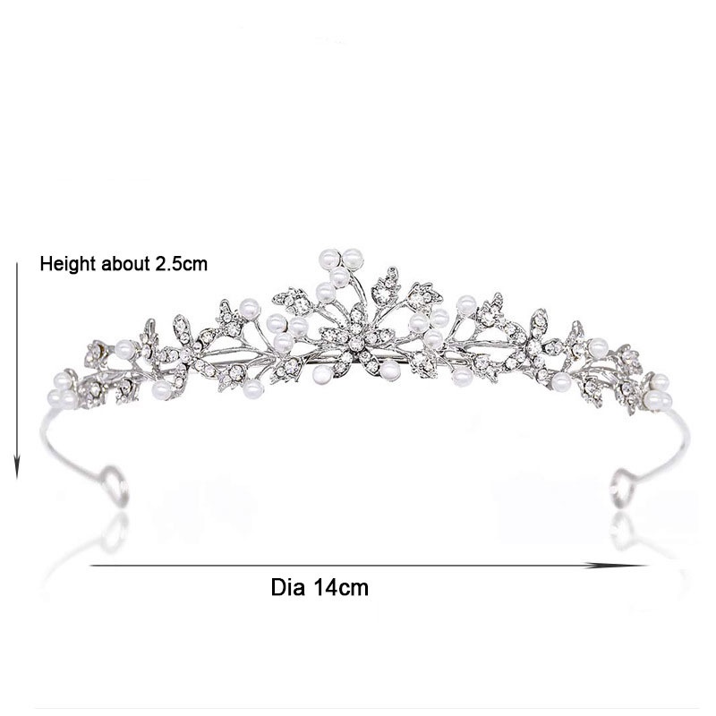 Băng đô cài tóc mạ vàng hồng đính ngọc trai giả cho nữ