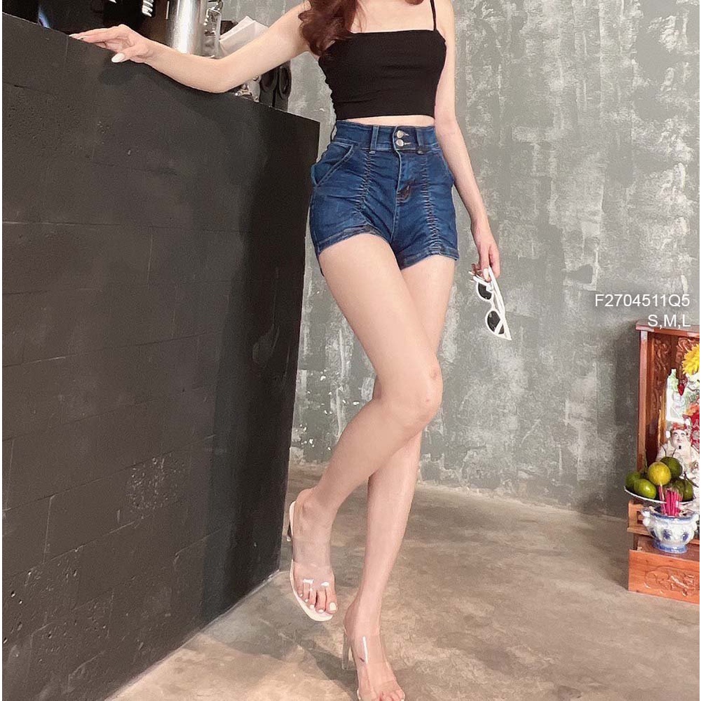 Quần short jean nhún lưng cao!