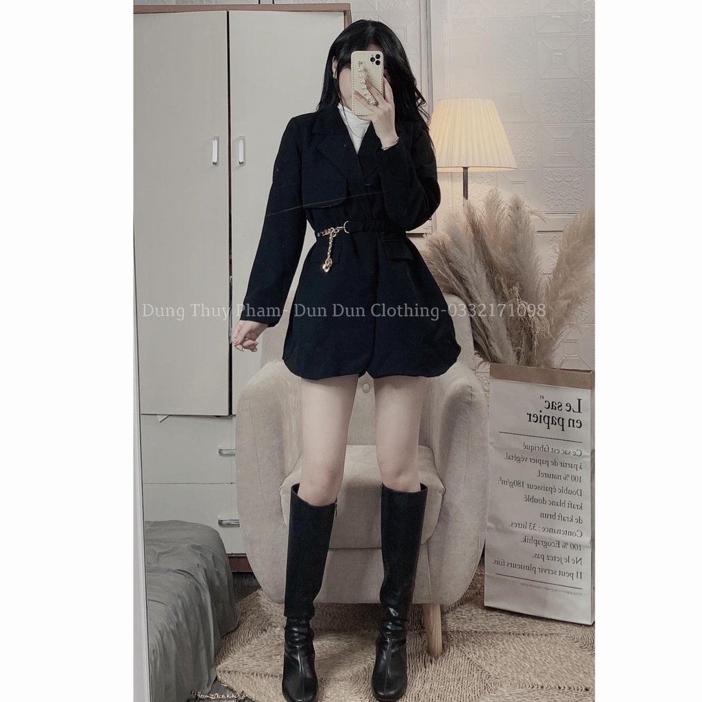 Áo vest dáng măng tô kèm đai