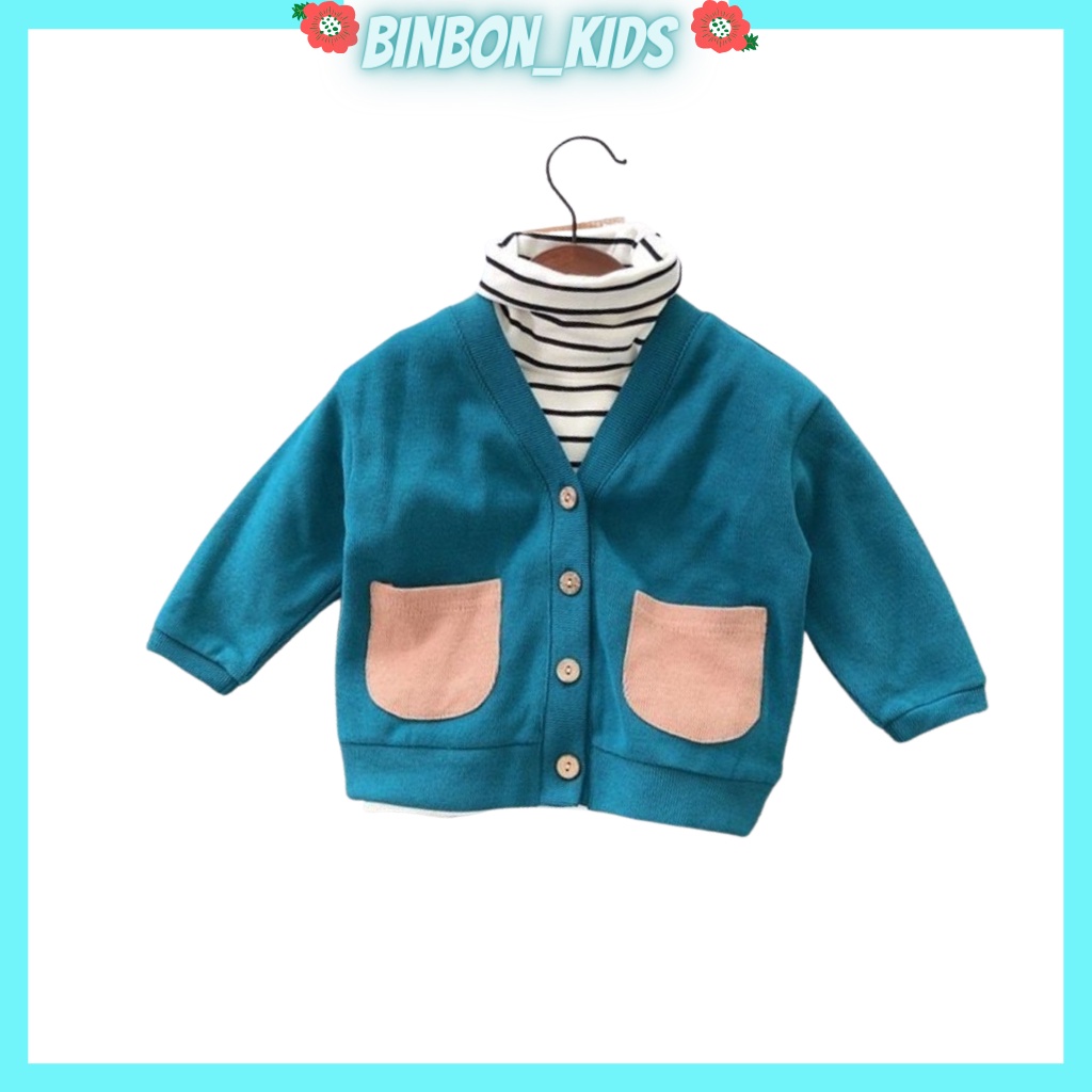 Áo khoác cardigan cho bé Trang-store29 , Áo thu dông Chất cotton Len trơn Cao Cấp Cho Bé Trai Bé Gái Từ 6-20kg K023