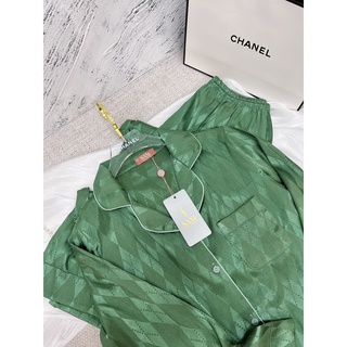 Bộ pijama lụa vân Sam luxury, bộ mặc nhà lụa dài tay cao cấp