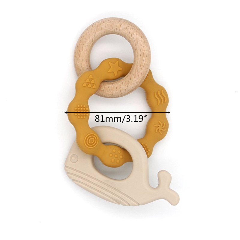 Vòng Tay Lục Lạc Đồ Chơi Ngậm Mọc Răng 3 Trong 1 Bằng Silicone Hình Cá Voi Dành Cho Trẻ Sơ Sinh