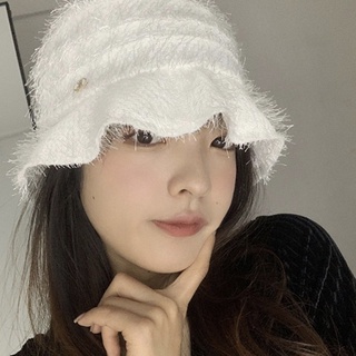 Mũ nón bucket lông xù dáng quả chuông vành nhún bèo
