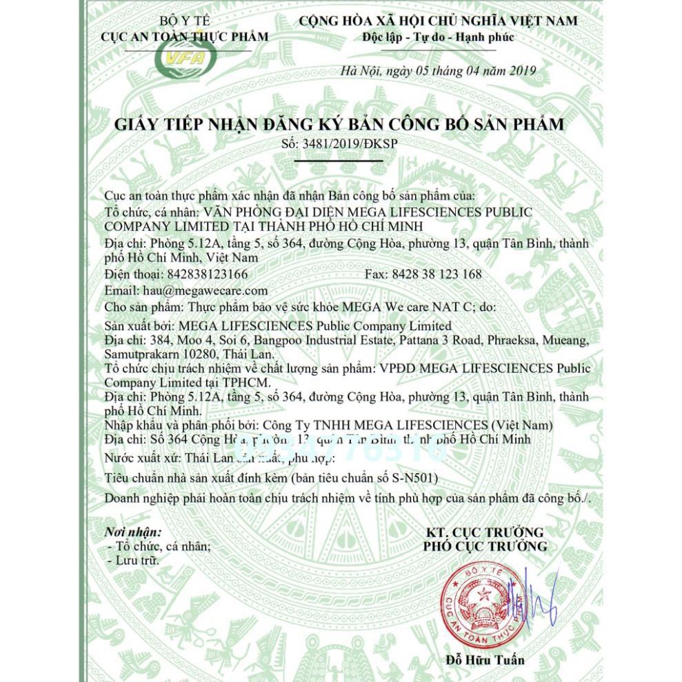✅ NAT C Mega - Viên uống bổ sung Vitamin C 1000mg, Hộp 30 viên