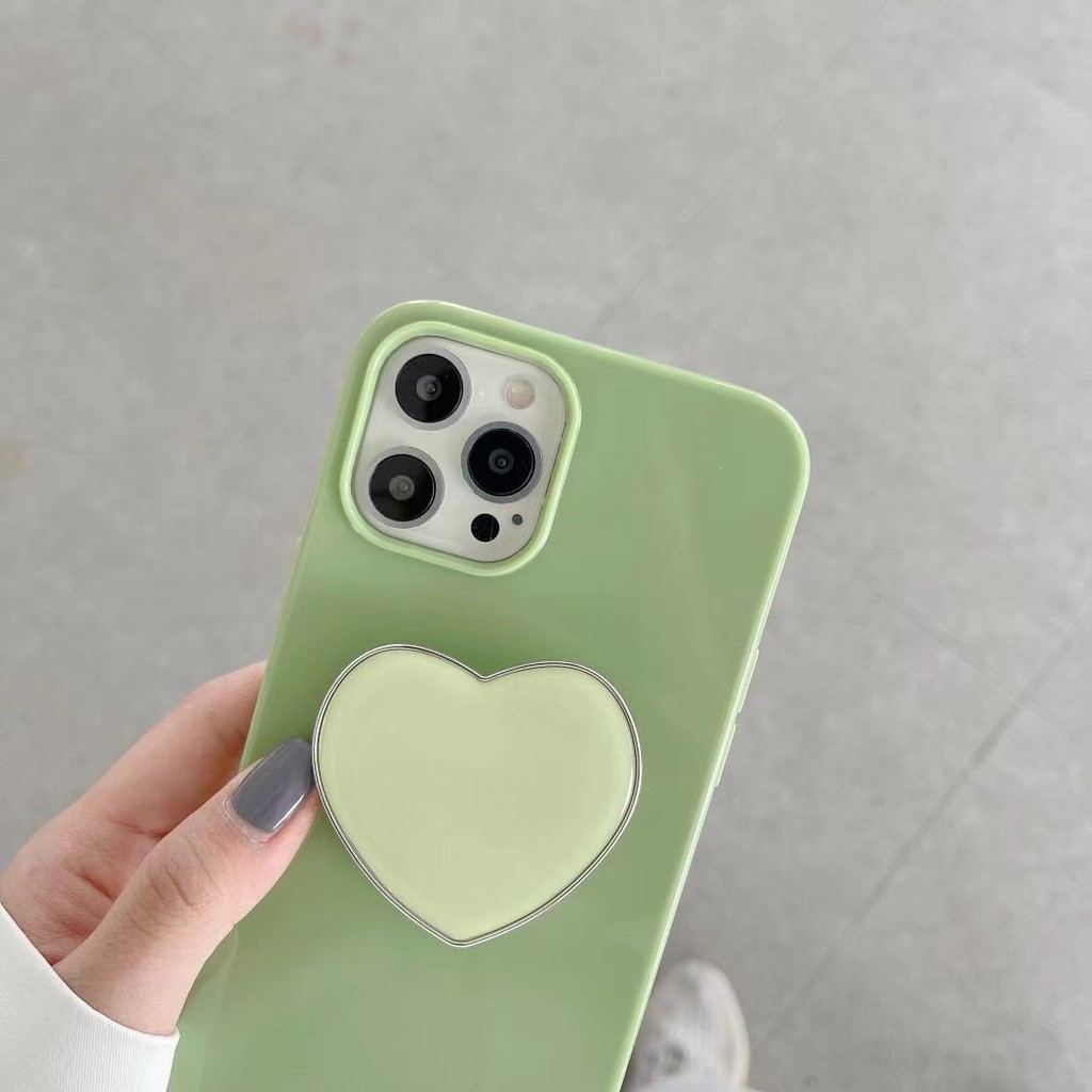 Ốp lưng màu xanh lá mùa hè kèm giá đỡ thích hợp cho Iphone 11 12promax Se 2020 11promax