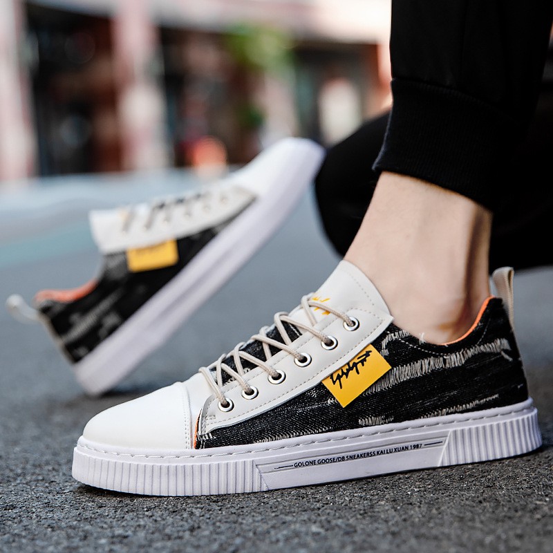 [Freeship] Giày Sneaker Nam Vải Bò Rách Phối Da Cao Cấp, Fullbox 2 màu | BigBuy360 - bigbuy360.vn