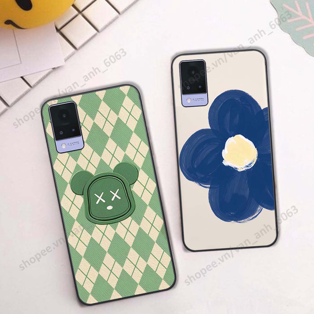 Ốp lưng Vivo V21 5G in hình hoa, gấu rich bear nghệ thuật, thời trang