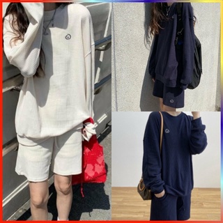 Bộ áo thun quần short 3 màu , ống rộng mặt cười nỉ dưới 70kg - set áo dài tay kèm quần đùi g099 - reso shop