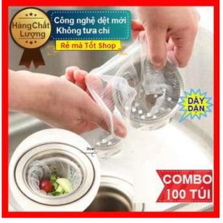 Gói 100 Túi Lọc Rác Thông Minh Cho Bồn Rửa Chén  Chặn Rác Thoát Nước  100TUILOCRAC01