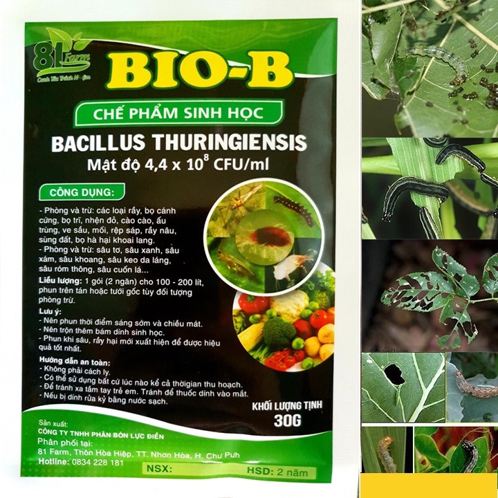 Chế phẩm sinh học Bio-B phòng trừ các loại sâu, bọ trĩ, nhện đỏ, rệp sáp, rầy nâu, sùng đất (30g) - An An Saigon