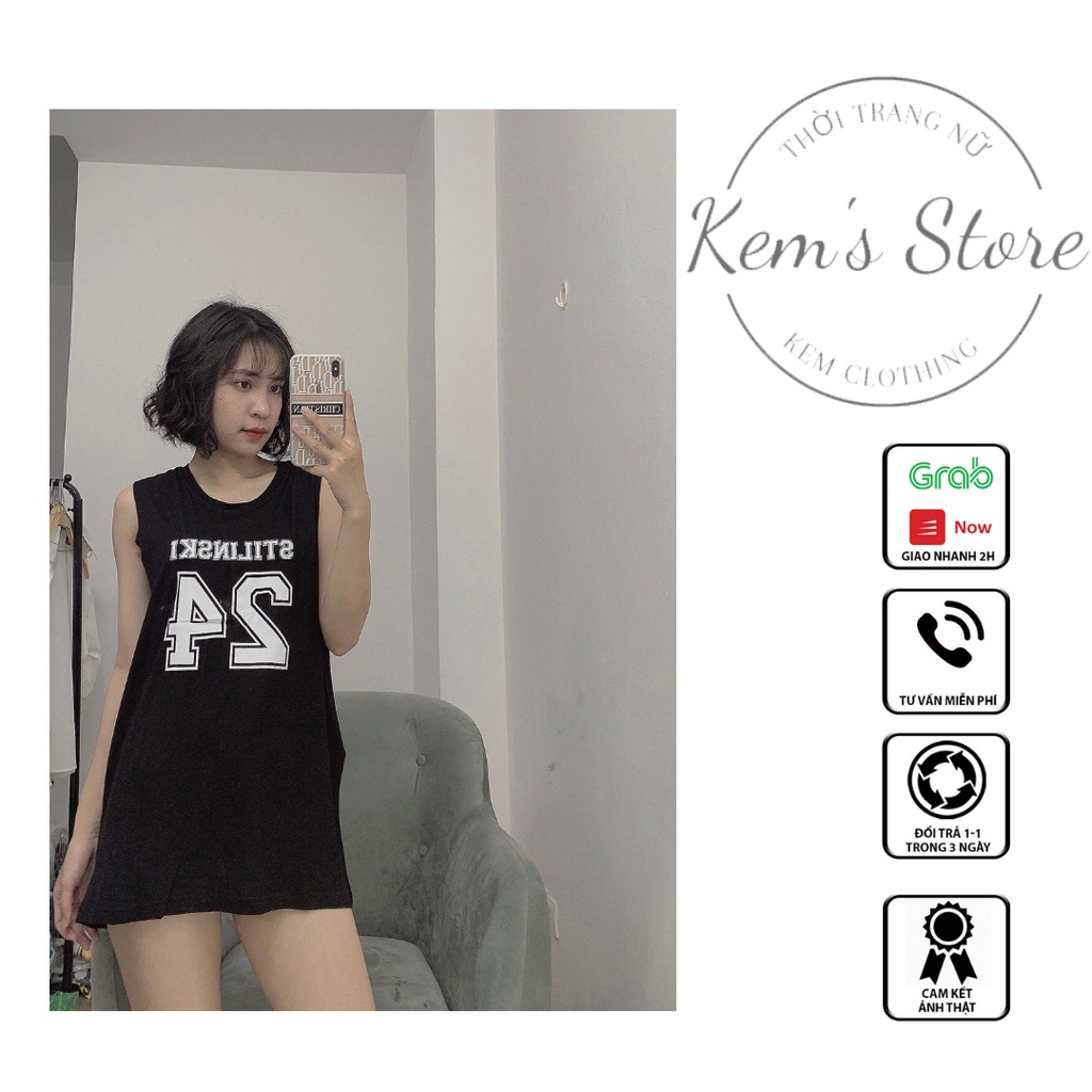 Áo tanktop 3 lỗ UNISEX, Áo thun số 24 form rộng đủ màu | BigBuy360 - bigbuy360.vn