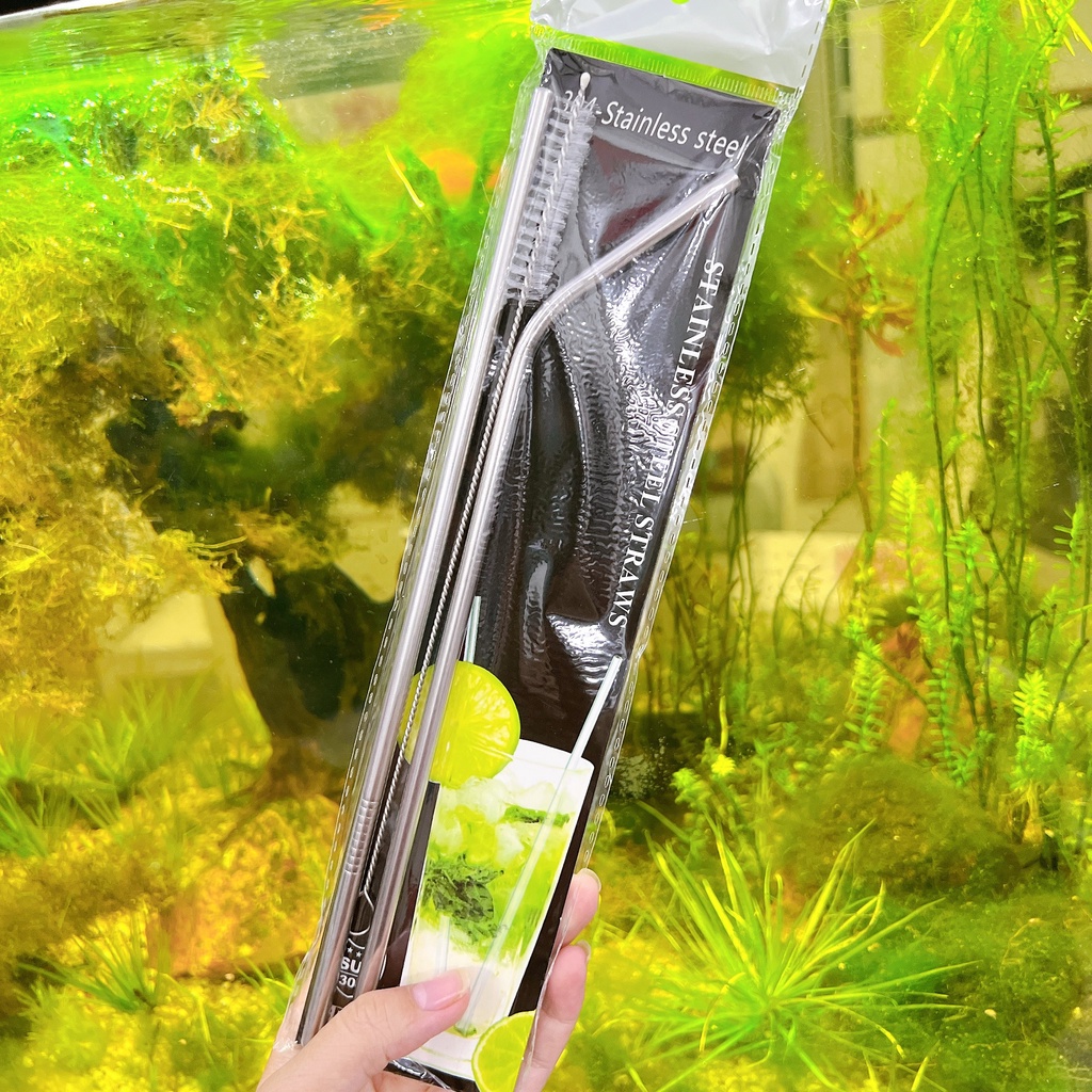 Bộ ống hút kim loại INOX 3 món