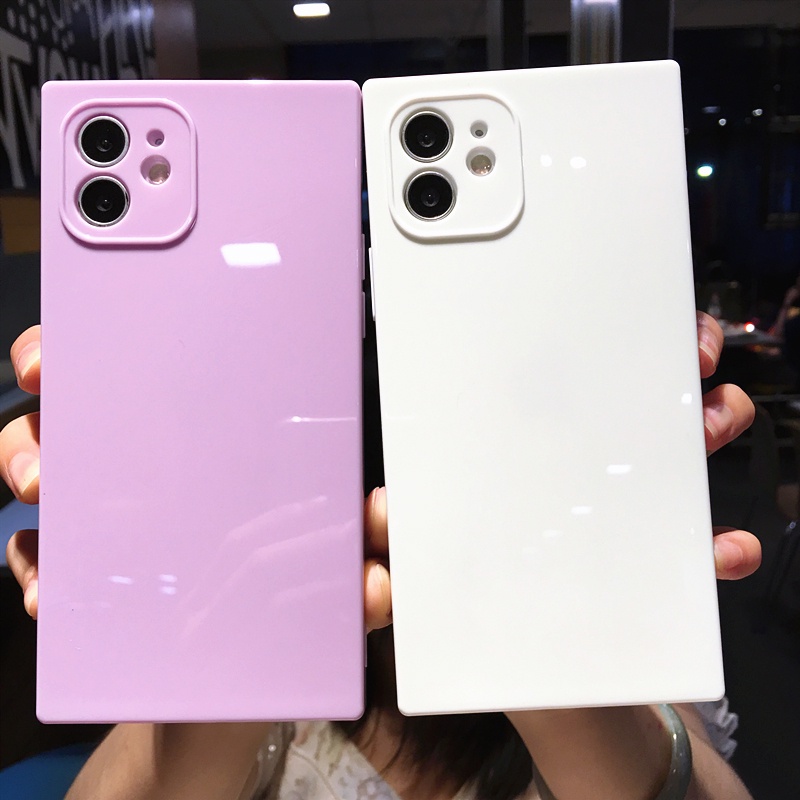 Ốp Điện Thoại Cạnh Vuông Mềm Màu Kẹo Thời Trang Cho Iphone X XR XS 11 12 13 Pro Max
