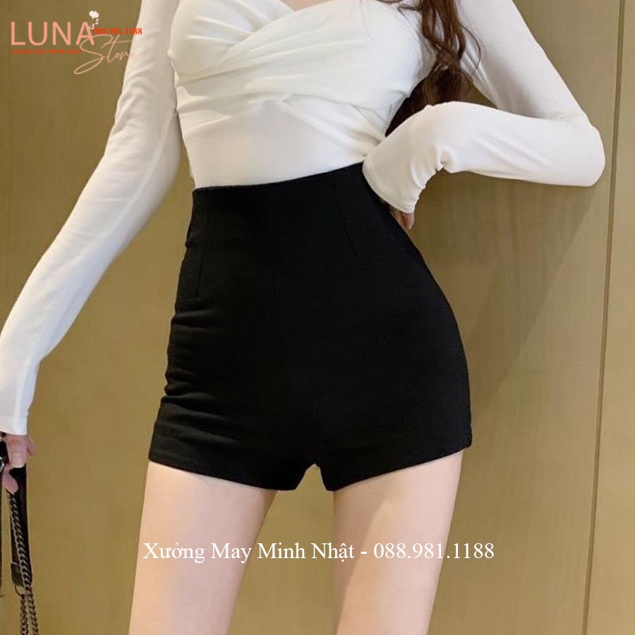 Quần short dance nữ lưng cao cạp liền khóa sau vải Umi co giãn - Quần đùi nữ ôm eo mông tập nhảy yoga gym múa tôn dáng