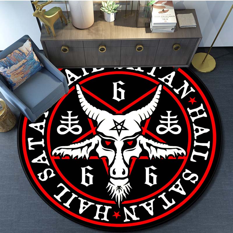 Thảm Satan Dê Satan Hình Bộ Xương Ngôi Sao Năm Cánh Trang Trí Thảm Satan