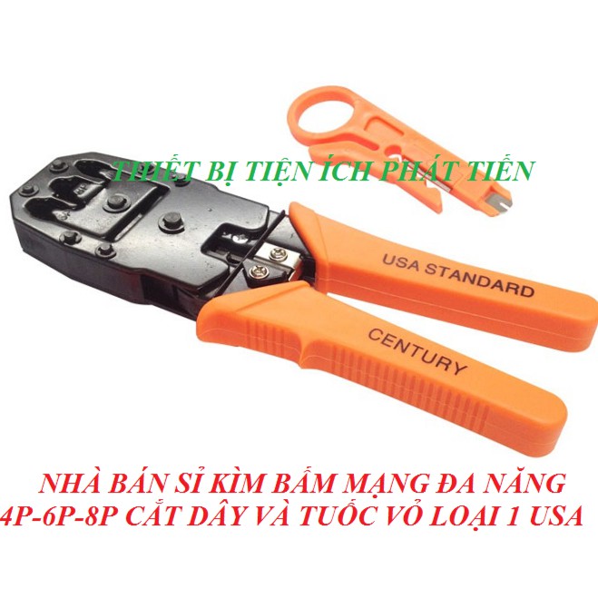 Kềm Bấm Hạt Mạng, Bấm Dây Mạng, Kìm Bấm Đầu Cos Mạng Chuyên Dụng CENTURY No.060626 Đa Năng 4P, 6P, 8P  (Chính Hãng)