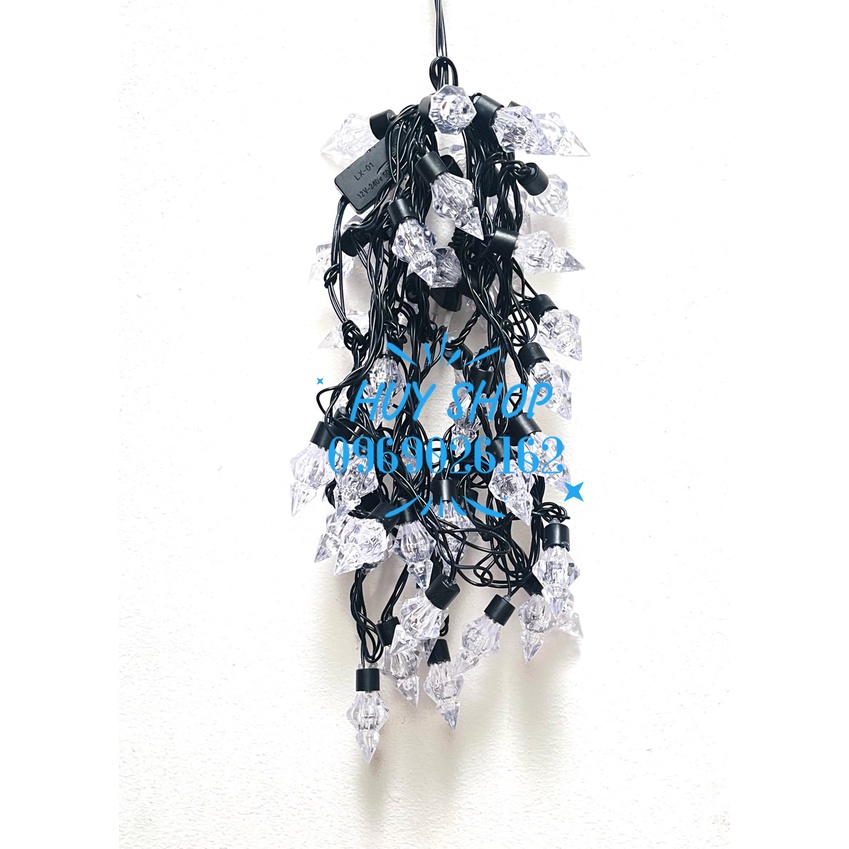 Đèn Chớp kiểu KIM CƯƠNG Nhọn ánh sáng đủ màu, dây đen (dài 5.5m - 50 bóng) trang trí nhà cửa