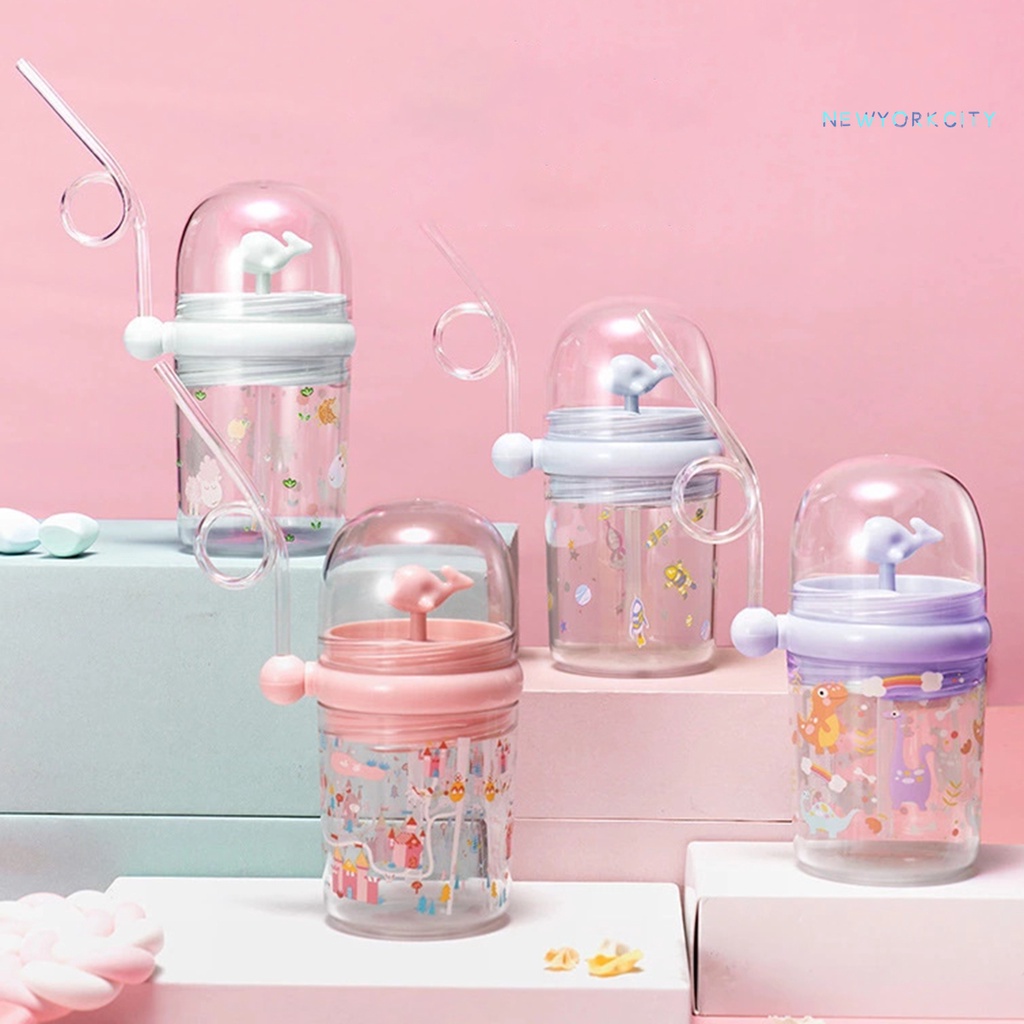 Bình Nước 250ML Có Ống Hút Hình Cá Voi Hoạt Hình Sáng Tạo