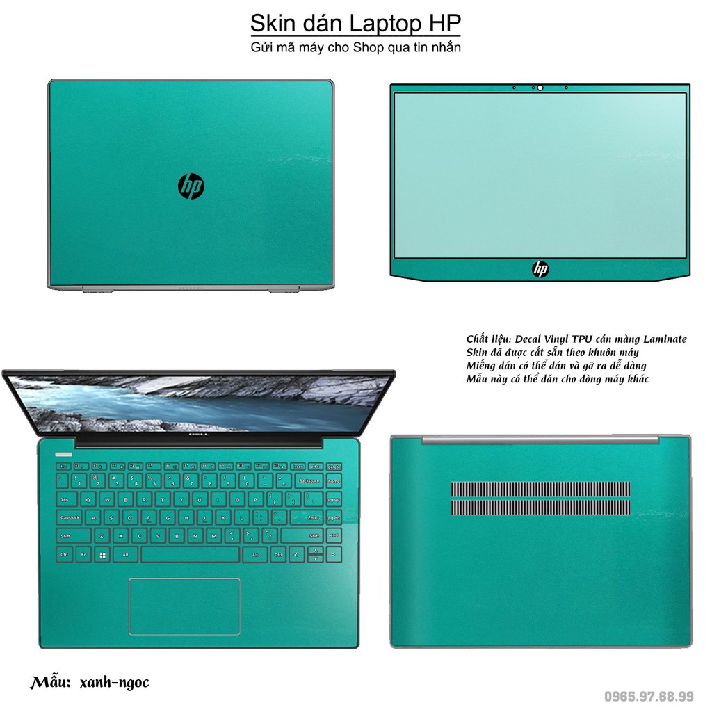 Skin dán Laptop HP màu xanh ngọc (inbox mã máy cho Shop)