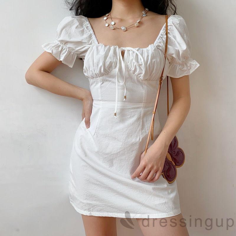 Đầm Nữ Tay Ngắn Cổ Vuông Màu Trơn Size S / M / L / Xl / Xxl | BigBuy360 - bigbuy360.vn