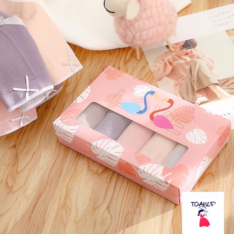 Hộp 5 Quần Lót Cotton Thiên Nga Dễ Thương Co Giãn 4 Chiều Cao Cấp.