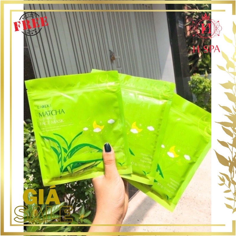 Mặt Nạ Ngủ Matcha Trà Xanh Laikou (set 15 gói bé)