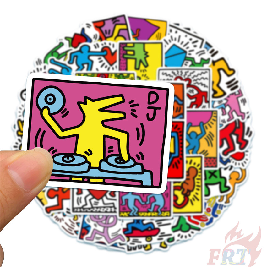 Set 50 nhãn dán trang trí họa tiết Keith Haring Series 02 độc đáo