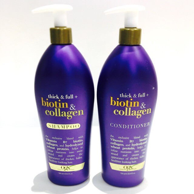 Dầu gội và xả OGX Biotin collagen 750ml