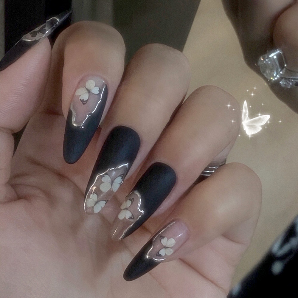 Set 24 móng tay giả họa tiết trái tim dễ thương thời trang