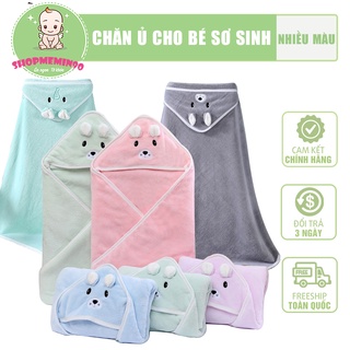 Chăn ủ sơ sinh, chăn ủ cho bé ,chăn mùa đông có mũ hình mặt thú dễ thương