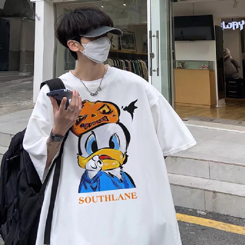 Áo Thun Tay Ngắn Dáng Rộng In Họa Tiết Hoạt Hình Phong Cách Hip Hop Nhật Bản Thời Trang Mùa Hè Cho Nam Và Nữ M-8XL