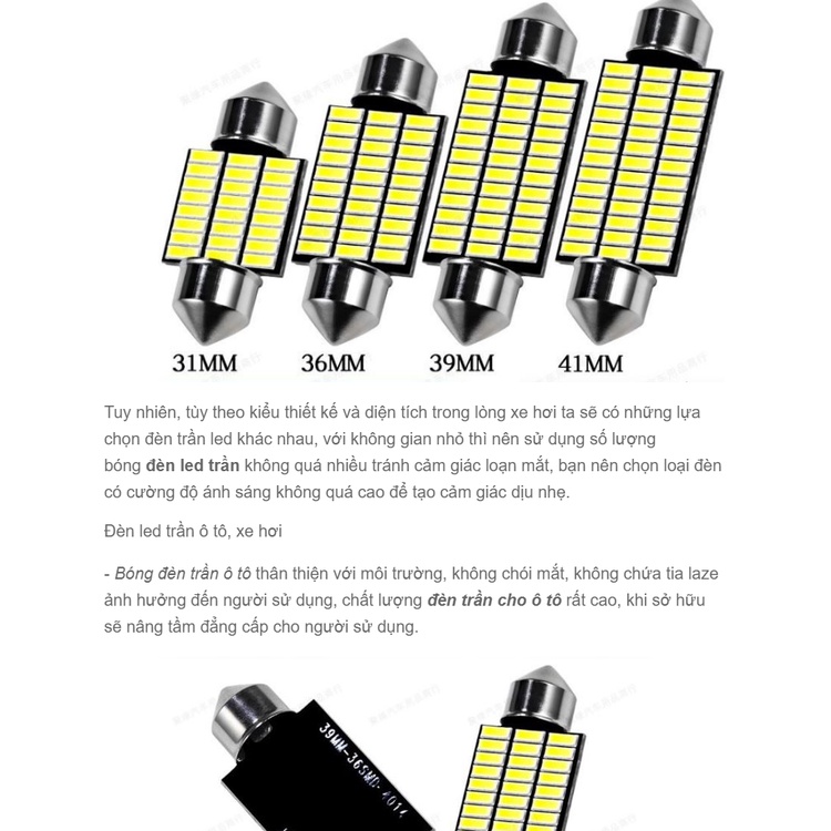 bóng led trần ôtô , xe hơi 4014 31mm 24 led 12v ( giá 1 bóng )