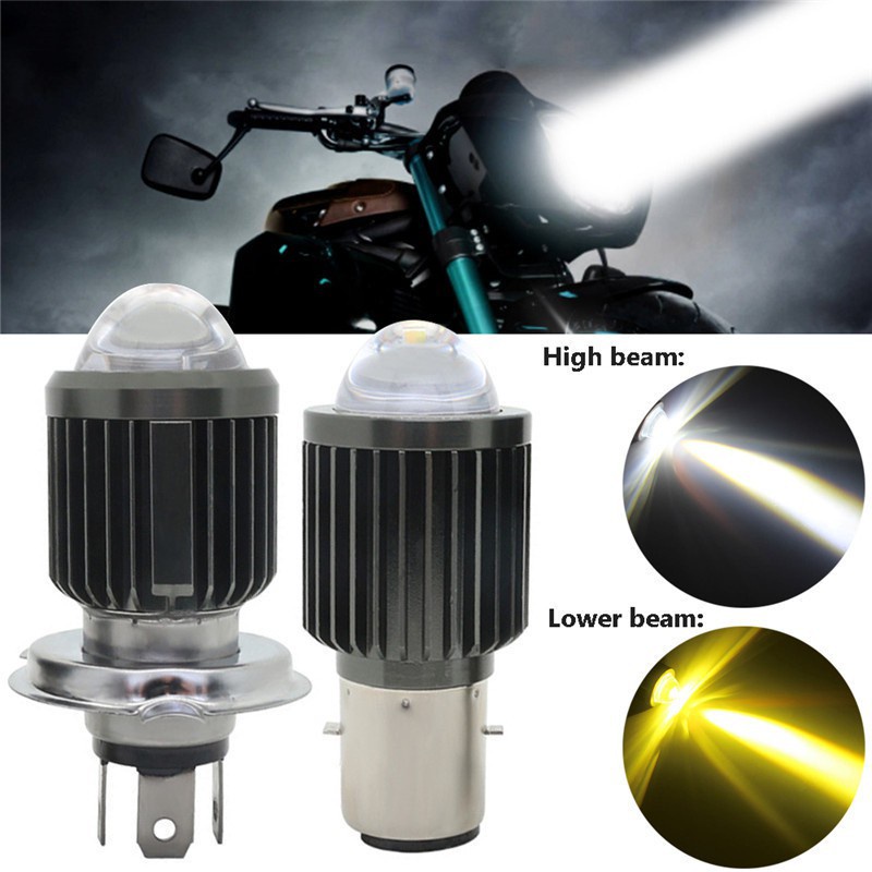 Đèn pha H4 H6 BA20D 10000LM 12W ánh sáng trắng vàng 6000K cao cấp dành cho xe máy