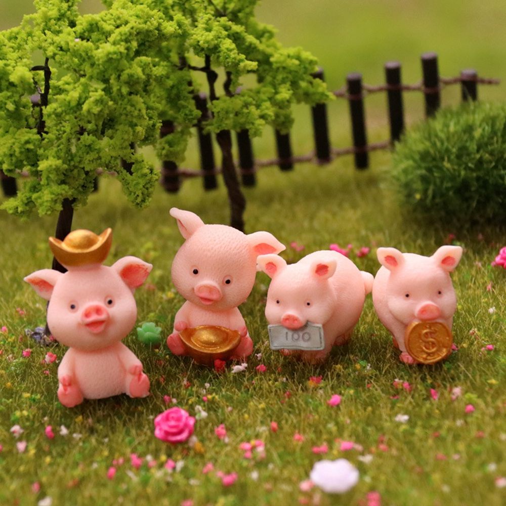 1 Mô Hình Chú Heo May Mắn Hoạt Hình Bằng Nhựa Resin Trang Trí Tiểu Cảnh Diy