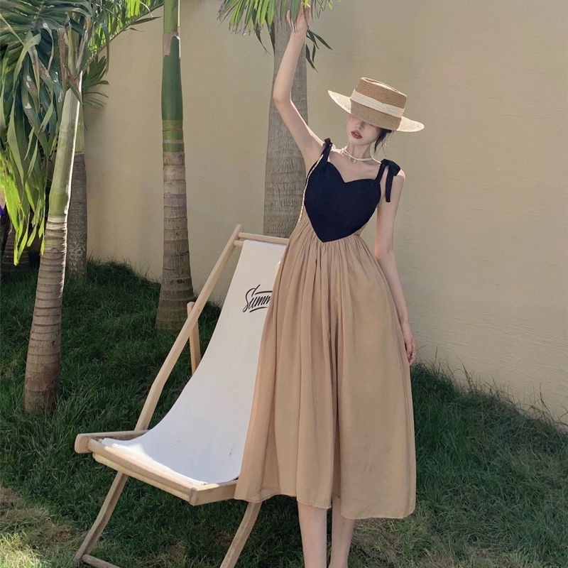Đầm Dài Hai Dây Eo Cao Thời Trang Mùa Hè Dành Cho Nữ