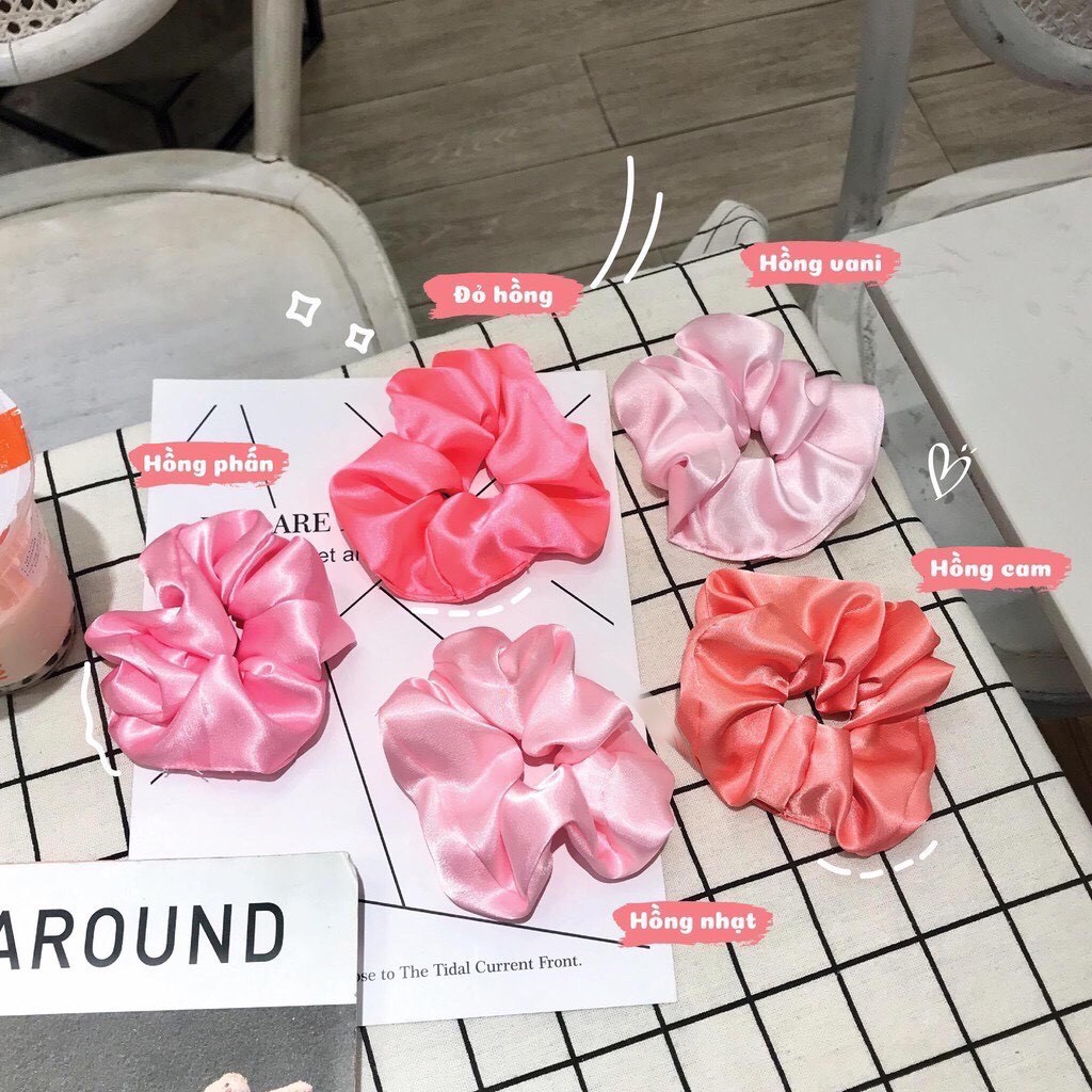 Dây Cột Tóc Vải Scrunchies Lụa Bóng (ĐỦ MÀU)