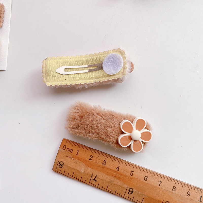 Set Kẹp Tóc Lông Mềm Mịn Nhiều Hình Xinh Xắn, Màu Sắc Vintage Dành Cho Bé Gái MS04