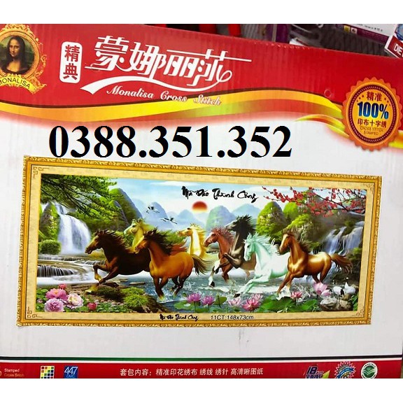 Tranh đính đá + tranh thêu ngựa Mã đáo thành công Y8071 Y8070 Y8072