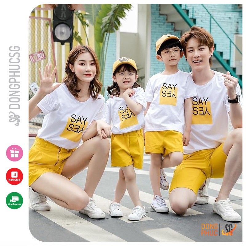 Áo gia đình 3/4/5 người mẫu SAY YES thun cotton dày dặn làm đồ đôi mẹ và bé đồng phục gia đình hội nhóm | DONGPHUCSG