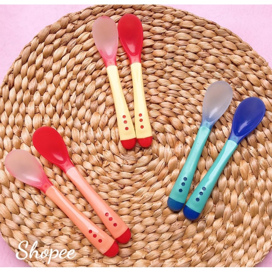 Thìa ăn dặm silicone báo nóng tập xúc cho bé muỗng ăn dặm cảm ứng nhiệt