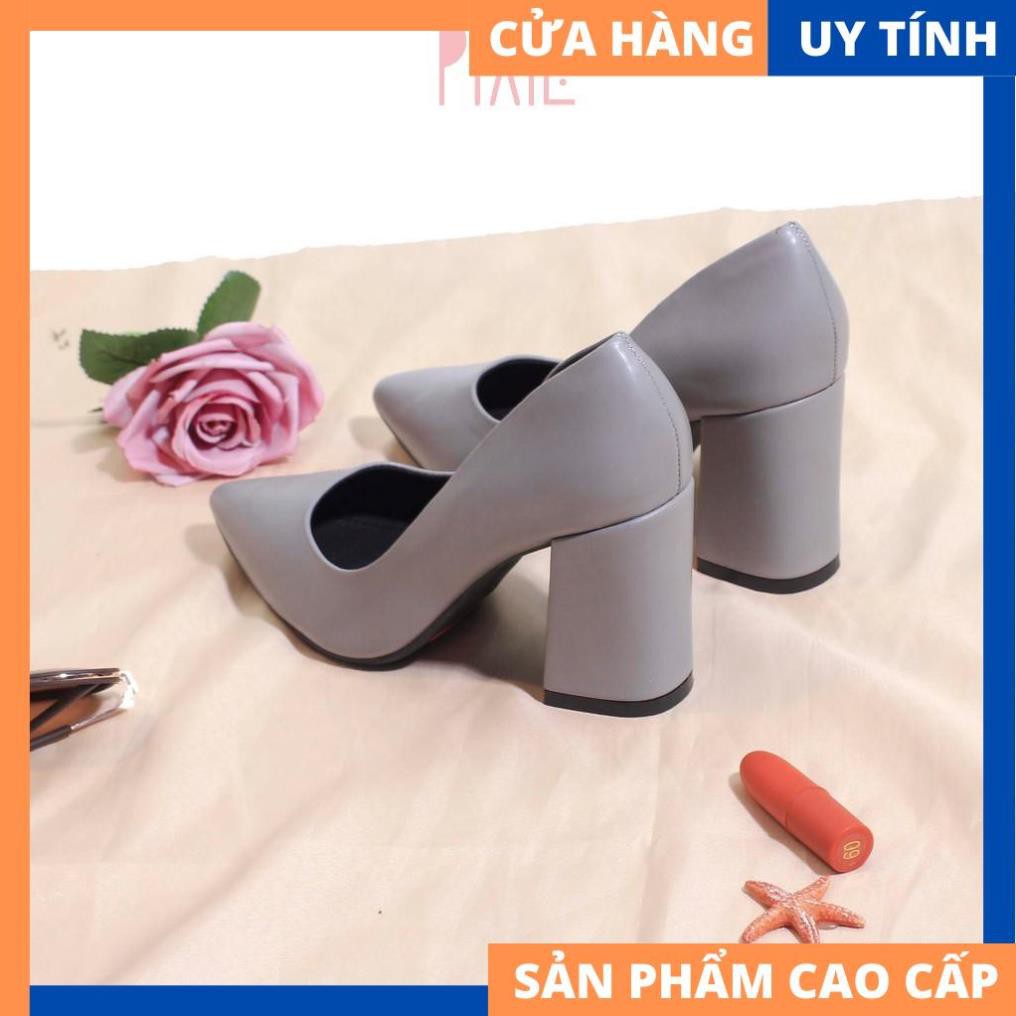 Giày Cao Gót 8cm Đế Vuông Mũi Nhọn Basic Màu Đen Cao Cấp P159 | BigBuy360 - bigbuy360.vn