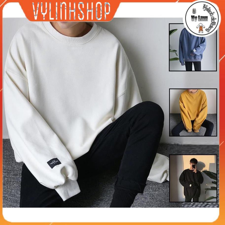 Áo sweter VYLINHSHOP áo nỉ trơn dài tay cổ tròn nam nữ unisex basic bo gấu dày ấm nhiều màu size XS-XL