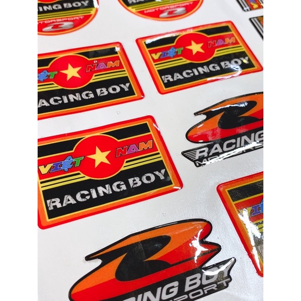 Bộ tem nổi dán xe tổng hợp mẫu Việt nam racing boy, tem cao cấp chống nước không bay màu