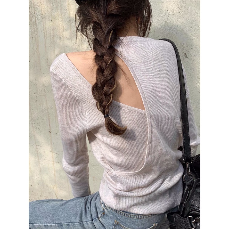 Áo khoác sweater dệt kim màu hồng đào giả hai lớp thời trang thu đông thanh lịch cho nữ