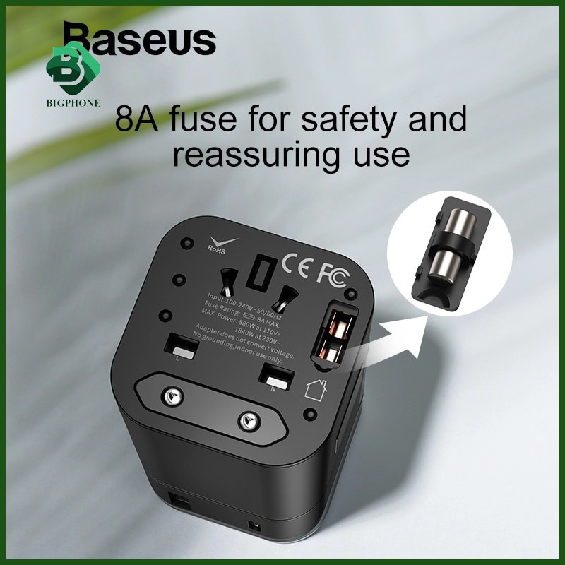 Bộ sạc nhanh du lịch đa năng Baseus Removable 2 in 1 Universal Travel Adapter PPS Quick Charger Edition(18W, Type C PD 3