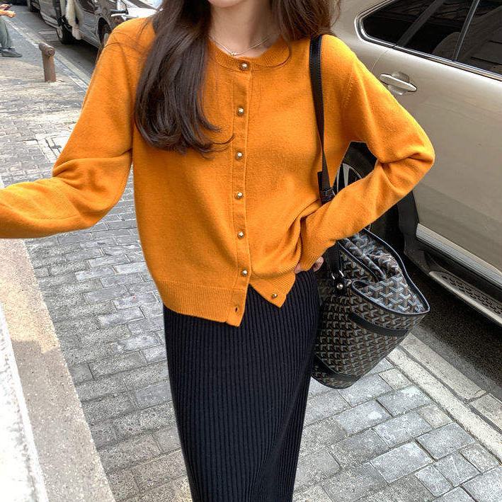 Áo cardigan dệt kim dáng ôm phong cách retro Hàn Quốc thời trang thu đông mới cho nữ