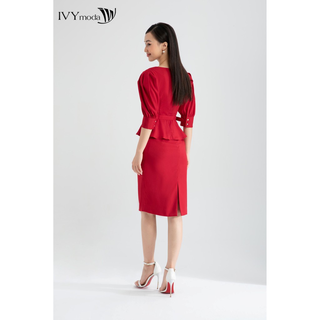 [NHẬP WABRTL5 GIẢM 10% TỐI ĐA 50K ĐH 250K ]Áo Peplum nữ cổ tim thiết kế IVY moda MS 16M6419