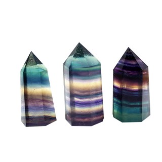 Trụ đá thanh tẩy Violet green fluorite Cầu Vồng