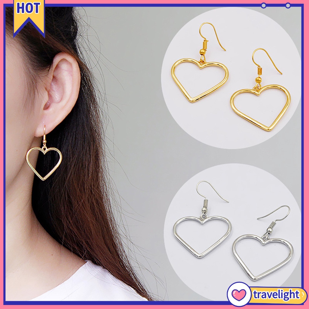 1 Đôi Khuyên Tai Hình Trái Tim Rỗng Thời Trang Cho Nữ